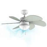 Cecotec Ventilatore da Soffitto con Luce EnergySilence 3600 Vision Mint. 50 W, Diametro 92 cm, Lampada, 3 Velocità, 6 Pale Reversibili, Funzione Estate/Inverno, Interruttore a Catena, Bianco/Menta