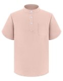 Arshiner Ragazzi Camicia Manica Corta Henley Camicia Estiva Tinta Unita Camicia Regular Fit Casual Tempo Libero Camicia da Ragazzo in Lino