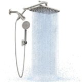 Veken 11.8″ Rain Shower Head with Handheld, High Pressure Handheld Shower Heads with Multi Spray Modes,Rainfall Combo with 15″ Metal Extension Arm,Detachable Dual Shower,Long 6 ft. Hose,Brushed Nickel
