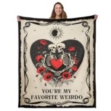 Horror Blanket for Women Men Skeleton Tarot Throw Blanket for Couple Boyfriend Girlfriend Spooky Horror Basket Stuffers for Husband Wife Skull Tarot Card Gothic Skull Horror Blanket for Him