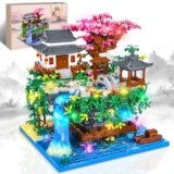 Charmofun 3320pezzi Mini Mattoncini da Costruzione, Set di Mattoncini Costruzione Giardino classici cinesi con LED, Peach Blossom Pool Cinese Architecture, Creative STEM Regalo per bambini e adulti