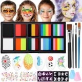 Janolia Body Painting, 30 Colori Truccabimbi Kit Anallergici Atossici con 4 Pennelli, Trucca Bimbi Professionali, Trucco Viso Bambini, Face Painting Bambini per Halloween, Carnevale, Pasqua, Natale