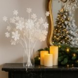 Civaner 6 Pcs 15.75” Snowflake Christmas Tree Picks and Sprays White Glitter Snowflake Picks Fillers Branches Winter Christmas Twigs for Tree Wonderland Vases Wreath Floral Arrangement DIY Crafts