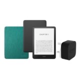 Kindle Paperwhite (2024 Release) 16 GB Con pubblicità Con custodia trasparente verde giada e adattatore da 9 W