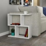 Dmora – Tavolino da Salotto Polyh, Tavolo Basso da caffè, Portariviste per Divano, Ripiano da Soggiorno, 60x20h60 cm, Bianco