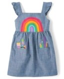 Gymboree,and Toddler Embroidered Sleeveless Skirtall Jumpers,Chambray Rainbow,10