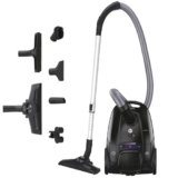 Hoover Telios Vacuum Cleaner for Hard Floors & Carpets, Compact, Quiet 69 dBA, 3.5 L Dust Bag, EPA12 Dust Filter, Parquet Nozzle, Integrated Accessories, 9.6 m Working Radius [TXLZ72HM]