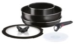 Lagostina Ingenio Essential Plus Set di Pentole e Padelle Antiaderenti in Alluminio per Gas e Forno (no induzione), 6 Pezzi,Casseruola Fonda 16cm, Padella 26cm, Wok 26cm, 2 Coperchi, Manico Removibile