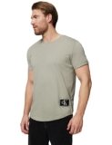Calvin Klein T-Shirt Maniche Corte Uomo Badge Turn Up Sleeve Scollo Rotondo, Beige (Elephant Skin), L