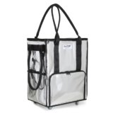 AnsTOP Medium Reusable Grocery Bag with Wheels,Heavy Duty Rolling Shopping Tote with Zipper Closure and Foldable Design, 66 lbs Capacity for Grocery Shopping, Camping, Fishing and Moving,Silver