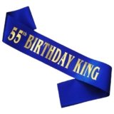 Novaflare 55th Birthday King Sash for Men, Royal Blue Birthday Sash for 55th Birthday Party Supplies, Birthday Gifts for Men 55th Birthday Party Favors