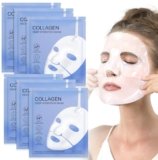Maschera Collagene Viso, 6 Pezzi Maschera al Collagene Durante la Notte, Maschera Idratante Antirughe Lifting, Antietà e Affinante per i Pori