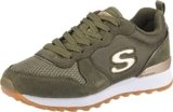 Skechers Og 85 Goldn Gurl, Sneaker a Collo Basso Donna, Olive Suede Nylon Mesh Rose Gold Trim, 35.5 EU