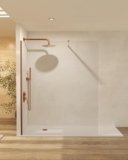 Mice – Pannello fisso/pannello fisso, pannello fisso/pannello fisso/braccio regolabile/acciaio inossidabile/vetro trasparente temperato 6 mm (oro rosa spazzolato, 110 x 195)