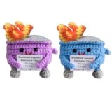 WIKNOW Emotional Support Dumpster Fire, Adorable Crochet Knitting Handmade, Cute Emotion Dolls Heartfelt Gift, Funny Desk Decor (Blue + Purple)
