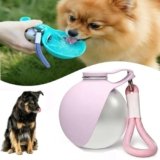 Borraccia Cane, Bottiglia Portatile (285 Ml), Per Cani E Gatti, Distributore D’Acqua Anti-Goccia Con Ciotola Pieghevole In Silicone, Ideale Per Passeggiate Ed Escursioni All’Aperto (Rosa)