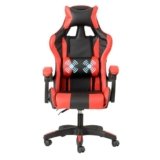 Baroni Home Sedia da Gaming Ergonomica con Massaggiatore Lombare, Sedia da Ufficio con Schienale Reclinabile con Cuscini Regolabili Poggiatesta e Supporto Schiena, Rosso