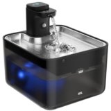 KYG Fontanella per Gatti Senza Fili, 3L Fontanella Gatto Automatica con Sensore di Movimento, Vassoio Acciaio Inox 304, Fontana per Gatti Silenziosa, 4000mAh(Modulo Alimentazione Removibile), Nero