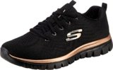 Skechers Graceful Get Connected, Sneaker Donna, Black Mesh Rose Gold Trim, 39 EU