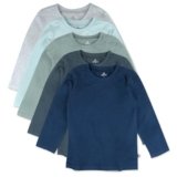 HonestBaby 5-Pack Long Sleeve T Shirts 100% Organic Cotton for Toddler, Little Kids Boys, Girls, Morning Mountains, 12 Months