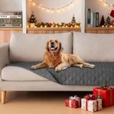 gogobunny 3X Stronger Waterproof Pet Blanket, Scratch Proof Furniture Protector for Dogs Cats, Reversible Cover 30×70 Inch, Dark Grey