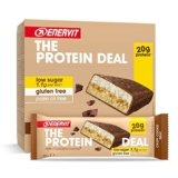 Enervit, The Protein Deal Crispy Cookie Treat, Barrette Proteiche, Gusto Biscotto e Cioccolato al Latte, 20g di Proteine, 1,1g di Zuccheri, Snack Goloso e Salutare, Senza Glutine, 12 Barrette da 55g
