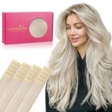 WENNALIFE Extension Capelli Veri Biadesivo, 20pz 55cm 50g Biondo Platino Extension Biadesive Capelli Veri Lisci Remy Tape in Hair Extensions Capelli Setosi