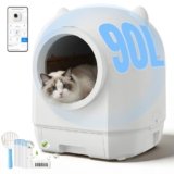 Devoko Lettiera Gatto Autopulente, Lettiera Autopulente Per Gatti XXL 90L, Doppio Sistema Anti-Odori E Protezioni Sicurezza Multiple, Controllo A Distanza Via APP, Ideale Per Famiglie Con Più Gatti