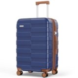 Vipbox Valigie Rigide Media 65cm (3 ANNI DI SERVIZIO VIP) Espandibile Policarbonato Ultra Leggera Trolley da Viaggio Durevole Valigia con Chiusura TSA e 4 Ruote, Blu Classico