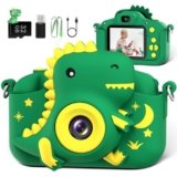 Kids Camera, Dinosaur Toddler Digital Camera for Ages 3-12 Boys Girls Childrens, Christmas Birthday Gifts, Selfie 1080P HD Video Camera for 3 4 5 6 7 8 9 Years Old Boys Girls Toys Gifts