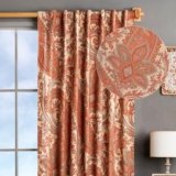 Maison d’ Hermine Curtains for Living Room 100% Cotton 84 inch Length One Panel Light Filtering Curtains for Bedroom Windows with Rod and Loop Pockets Drapes (Kashmir Paisley Tomato, 50″ W x 84″ L)