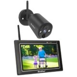 SecuFirst Kit Telecamere Videosorveglianza Esterno,Con monitor Touch Screen da 7″,Lavora senza wifi,2K telecamere senza fili da esterno.64 GB di memoria,Nessun costo di abbonamento.