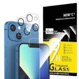 NEW’C 4 Pezzi, 2 x Pellicola Vetro Temperato per iPhone 13 (6,1″), e 2 x Pellicola Vetro Protettiva Fotocamera Posteriore per iPhone 13 (6,1″) -Antigraffio – Ultra Resistente – Vetro Durezza 9H