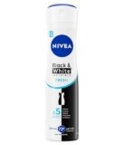NIVEA Black & White Invisible Fresh Spray 6 x 150 ml, Deodorante donna per una freschezza 72h, Deodorante spray antitraspirante contro odori, sudore, residui, irritazioni e macchie su tessuti