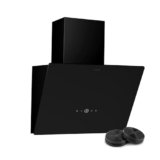Klarstein MaxAir – Cappa da Cucina, 50cm, Cappa Inclinata, Touch Control, 300 m³/ora, Efficienza Energetica A++, LED, 3 Velocità, Nero, Scarico & Ricircolo