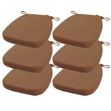 FIOVIP Cuscino per sedia con cinghie rimovibili, lavabile, doppio antiscivolo, alta elasticità(43X40X33CM(3CM),Colore caffè chiaro,6 pezzi)