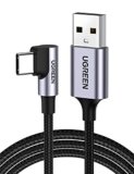 UGREEN Cavo USB C 90 Gradi 3A in Nylon, Cable Type C a A Ricarica Rapida QC 3.0, Compatibile con iPhone 16/15 Plus Pro Max, Galaxy S24 Ultra/S23/S22/A53,Pixel 9/8/7. 0,5M