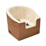 Amazon Basics Pet Car Booster Bucket Seat for Small Pets up to 25lbs, Machine Washable Cover, Clip-On Safety Leash, 18″ x 18″ x 16″, Tan