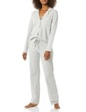 Amazon Essentials Pigiama da donna in modal di cotone con camicia a maniche lunghe e pantaloni lunghi, grigio mélange, L