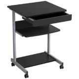 Yaheetech Scrivania per Computer Scrivania ad Angolo Angolare da Ufficio 56 x 51 x 79,5 cm Mobile Studio Porta pc con Ruote Tastiera Scorrevole Postazioni da Lavoro Nero