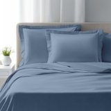 domus&trend – Completo Letto Matrimoniale con Lenzuola Matrimoniali Cotone Percalle 100% 225×295 + 1 Lenzuolo con Angoli Matrimoniale Coprimaterasso Sotto 200x180x30 + 2 Federe 50×80 (Blu)