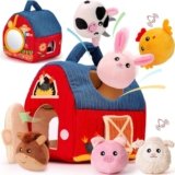 hahaland Giochi Bambino 1 Anno Montessori – Casa Morbida Montessori 6-12 Mesi Animali da Fattoria con Fienile/Sonaglio/Specchio, Gioco Bambino Sensoriale Regalo Bimbo Bimba 1 Anno