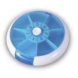 Medicine Pill Organizer, SZREDU Round Pill Box,Daily Pill Case 1 Time a Day,Rotating Pill Cases Organizers 7 Day,Weekly Vitamin Organizer,Small Travel Pill Organizer