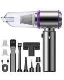 KITBEZN Aspirabriciole Senza Fili, 26KPa Aspirapolvere Auto Portatile, 3 Velocità Aspirapolvere Auto con Potente Aspirazione, Mini Aspirapolvere Ricaricabile per Auto, Casa, Ufficio (Viola)