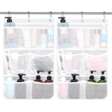 Dntorx 2 Pack Mesh Shower Hanging Caddy, 7 Pockets Hanging Shower Organizer with Metal Loop, Portable Bathroom Bag for Shampoo, Body Wash, Soap, and Cruise Ship Essentials