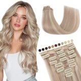 Elailite Extension Capelli Veri Clip Biondo Miele/Biondo Chiarissimo 8 Fasce Singole 100% Remy Human Hair Naturali Lisci 45cm 70g Colore Nuovo 2025