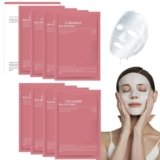 8 Pezzi Maschera Viso Al Collagene, Bio Collagen Real Deep Mask, Riduce le Linee Sottili e Le Rughe, Minimizzare I Pori, Migliorare L’elasticità, Idratare e Rassodare la Pelle