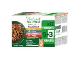 Natural Trainer Straccetti Cibo Umido per Gatti Adulti Sterilizzati – Bocconcini in salsa Multipack (Pollo, Tonno, Salmone, Manzo) 12 x 85g