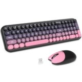 Dilter Wireless Keyboard and Mouse Combo, Portable Retro Keyboard with Compact Size, 2 in 1 USB Connected Mouse for Windows 7/8/10, Laptop, Desktop, PC, Computer (Berry Pink)