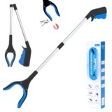32″ Reacher Grabber Pickup Tool, Foldable Seniors Handicap Daily and Trash Picker Upper Grabbers Daily Living Tools (Blue)